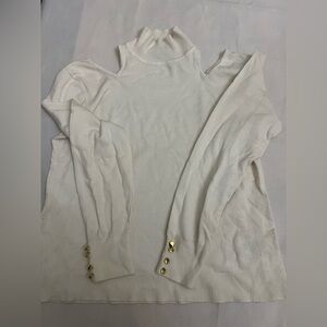 Cable & Gauge Cream Sweater with Gold Buttons